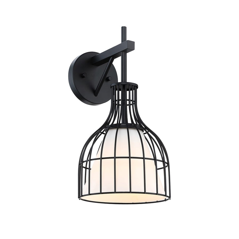 Designers Fountain Evensong 1Lt 8" Wall Sconce, Black/Etched Opal