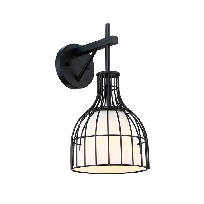 Designers Fountain Evensong 1Lt 8" Wall Sconce, Black/Etched Opal