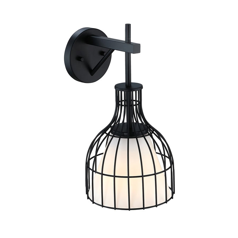 Designers Fountain Evensong 1Lt 8" Wall Sconce, Black/Etched Opal