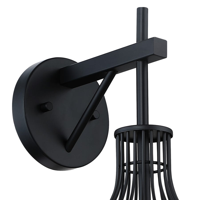 Designers Fountain Evensong 1Lt 8" Wall Sconce, Black/Etched Opal