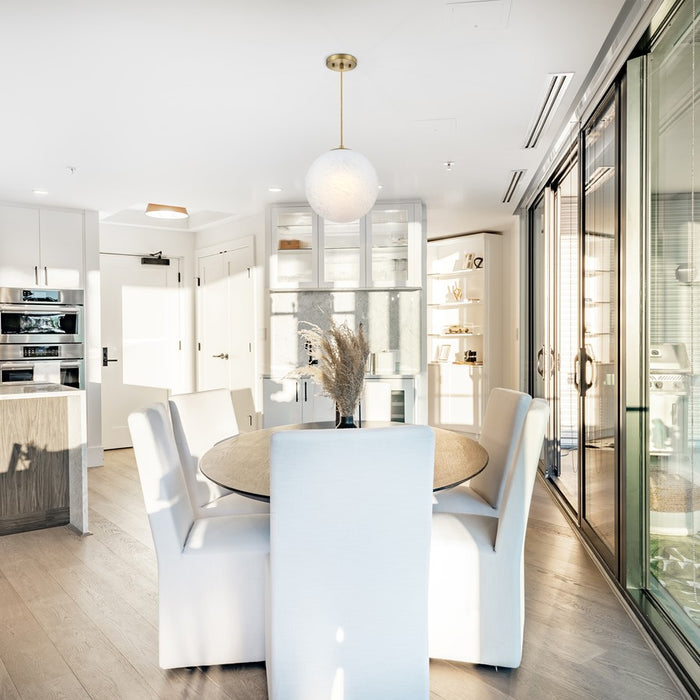 Designers Fountain Pixie 1Lt 12" Globe Pendant, Gold/Etched Cloud