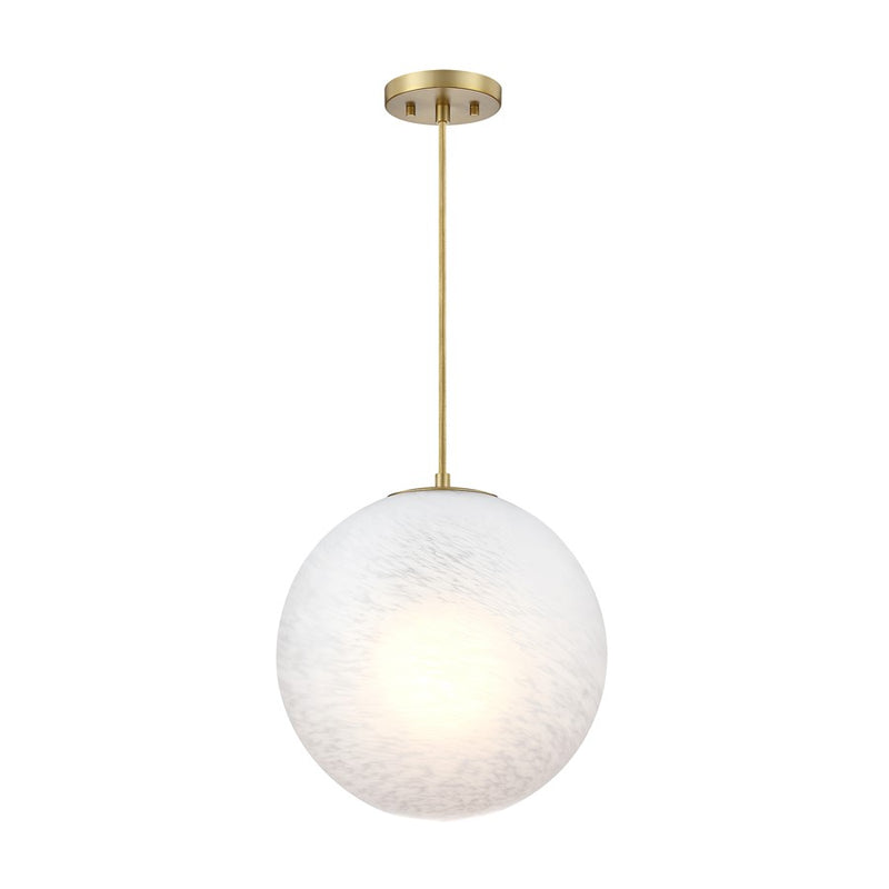 Designers Fountain Pixie 1Lt 14" Globe Pendant, Gold/Etched Cloud