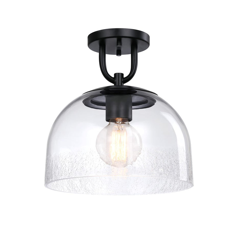 Designers Fountain Astra 1Lt 12" Semi Flush Mount, Black/Clear Ice
