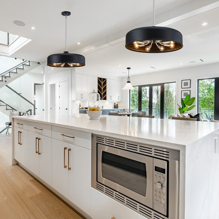 Designers Fountain Forbidden Springs 8Lt Down Pendant, BLK/BLK