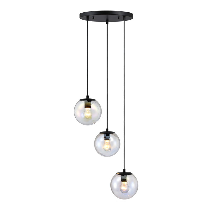 Designers Fountain Neva 3Lt Chandelier, Black/Clear Iridescent