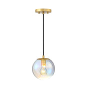 Designers Fountain Neva 1Lt Globe Pendant, Gold/Clear Iridescent - D354M-7P-BG