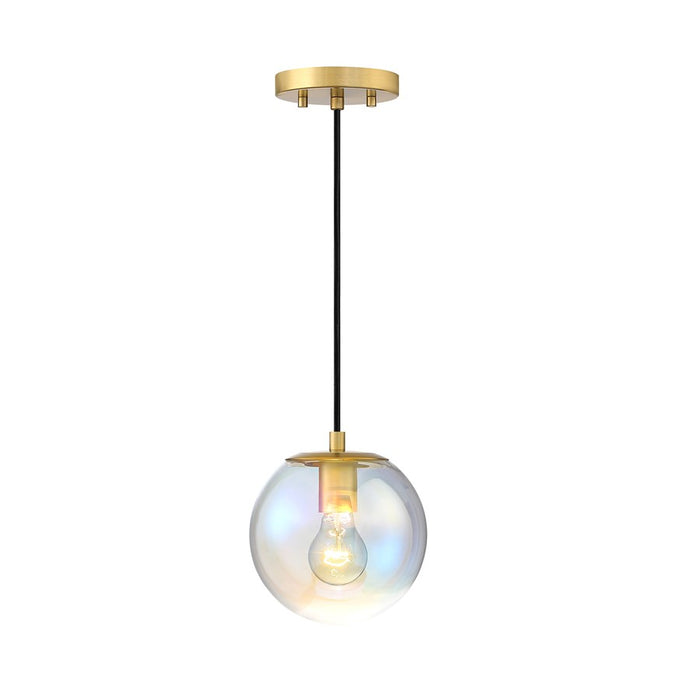 Designers Fountain Neva 1Lt Globe Pendant, Gold/Clear Iridescent - D354M-7P-BG