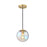 Designers Fountain Neva 1Lt Globe Pendant, Gold/Clear Iridescent