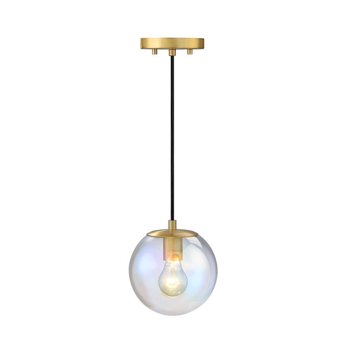 Designers Fountain Neva 1Lt Globe Pendant, Gold/Clear Iridescent