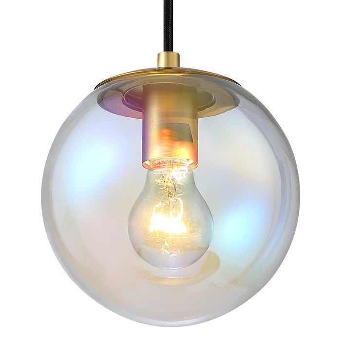Designers Fountain Neva 1Lt Globe Pendant, Gold/Clear Iridescent