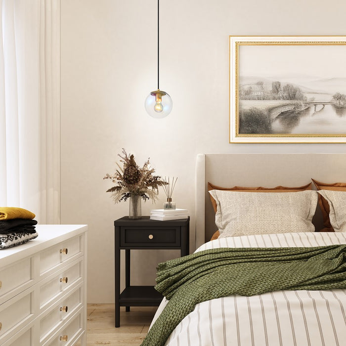 Designers Fountain Neva 1Lt Globe Pendant, Gold/Clear Iridescent