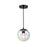 Designers Fountain Neva 1Lt Globe Pendant, Black/Clear Iridescent