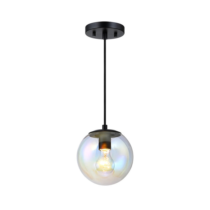 Designers Fountain Neva 1Lt Globe Pendant, Black/Clear Iridescent
