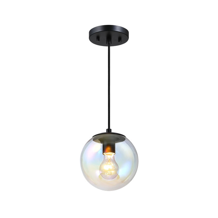 Designers Fountain Neva 1Lt Globe Pendant, Black/Clear Iridescent