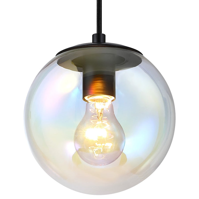 Designers Fountain Neva 1Lt Globe Pendant, Black/Clear Iridescent