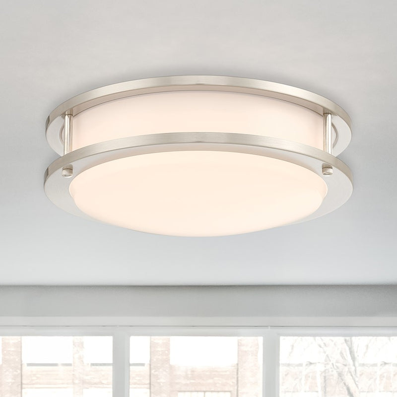 Designers Fountain DC Series 1Lt 12" Flush Mount, Nickel/White/PK-4