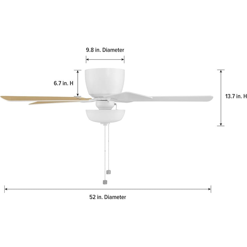 Designers Fountain Gallant 3Lt 52" Ceiling Fan, White/Blonde