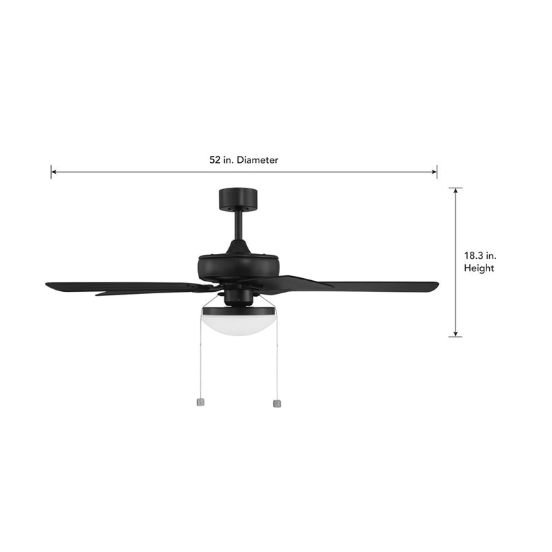 Designers Fountain Outllant 2Lt 52" Outdoor Ceiling Fan, Black