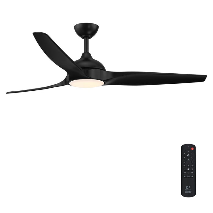 Designers Fountain Arcas 1Lt 60" Outdoor Ceiling Fan, Black - FR-ARC60RGB-MB