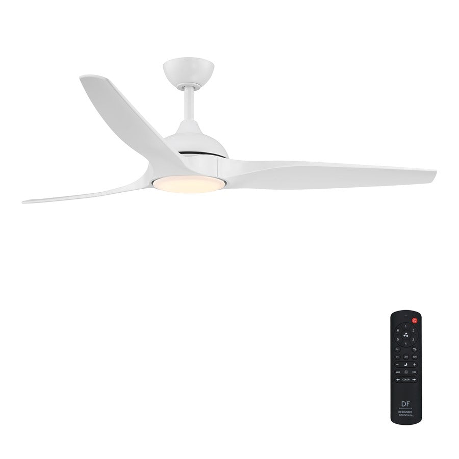 Designers Fountain Arcas 1Lt 60" Outdoor Ceiling Fan, White - FR-ARC60RGB-MW