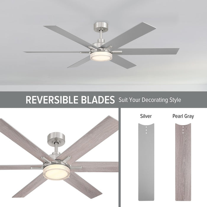 Designers Fountain Chillion 1Lt 60" Ceiling Fan, Brushed Nickel