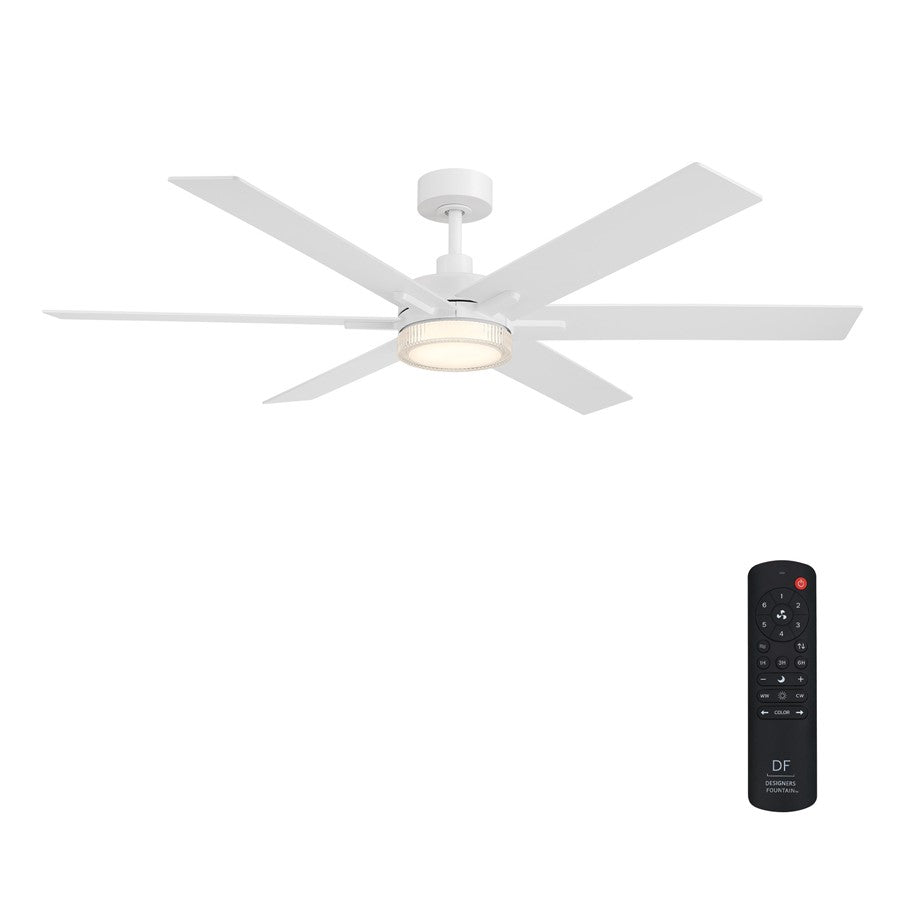 Designers Fountain Chillion 1Lt 60" Ceiling Fan, Matte White - FR-CLN60RGB-MW