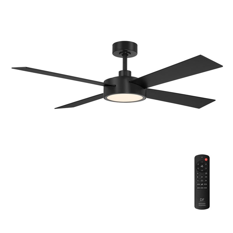 Designers Fountain Onyo 1Lt 52" Ceiling Fan, Matte Black - FR-ONY52C5-MB