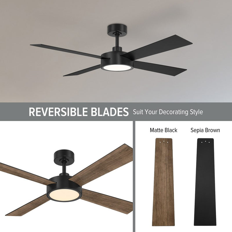 Designers Fountain Onyo 1Lt 52" Ceiling Fan, Matte Black