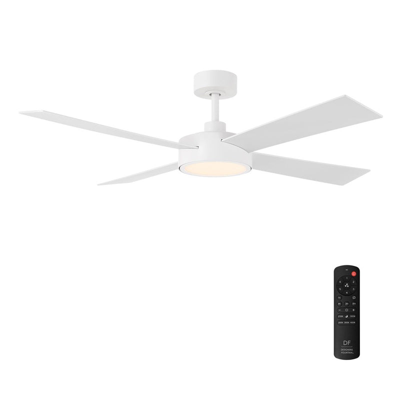 Designers Fountain Onyo 1Lt 52" Ceiling Fan, Matte White - FR-ONY52C5-MW