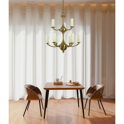 Framburg Atherton 9 Light Dining Chandelier, Brushed Brass