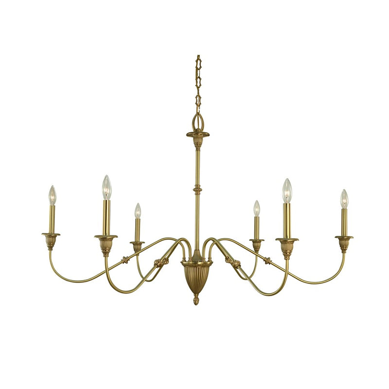 Framburg Hinsdale 6 Light Dining Chandelier, Brushed Brass