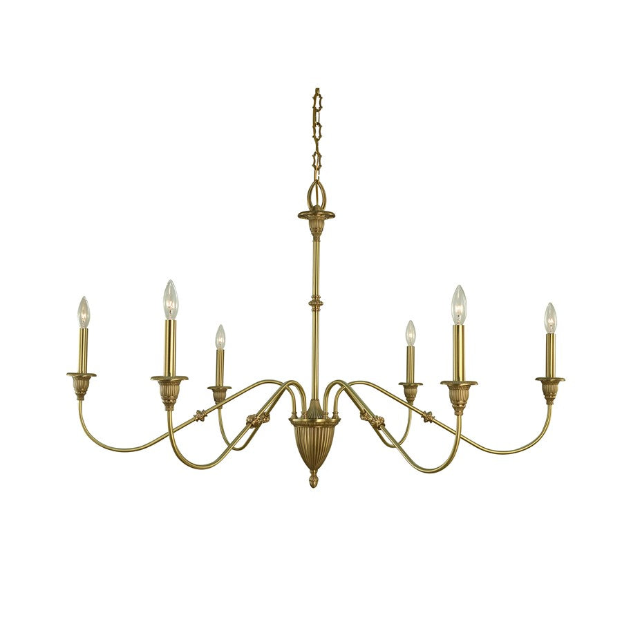 Framburg Hinsdale 6 Light Dining Chandelier, Brushed Brass
