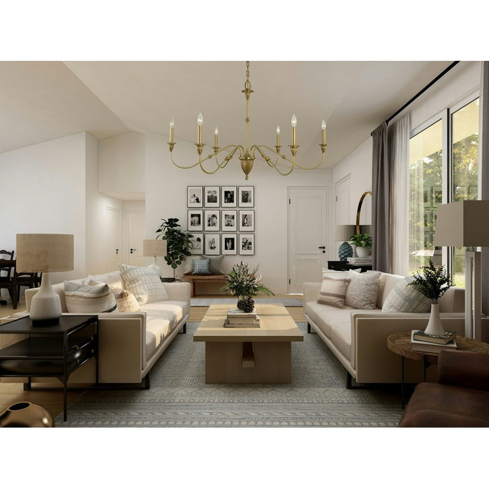 Framburg Hinsdale 6 Light Dining Chandelier, Brushed Brass