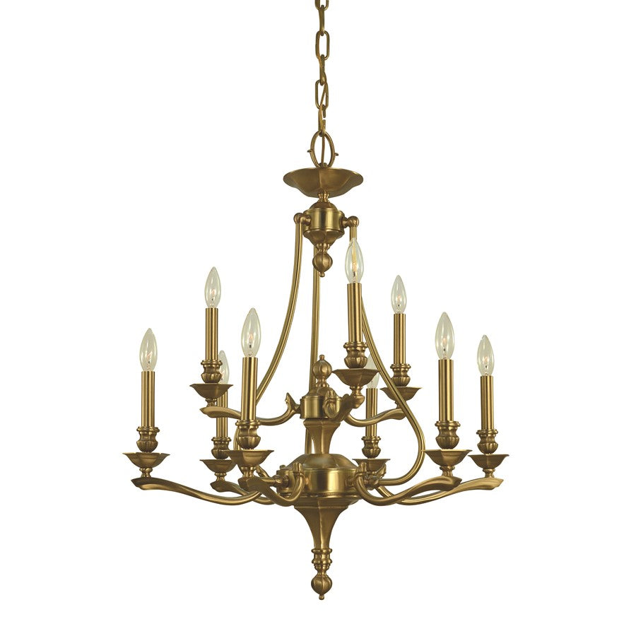 Framburg Fin De Siecle 9 Light Dining Chandelier, Brushed Brass - 5959BR