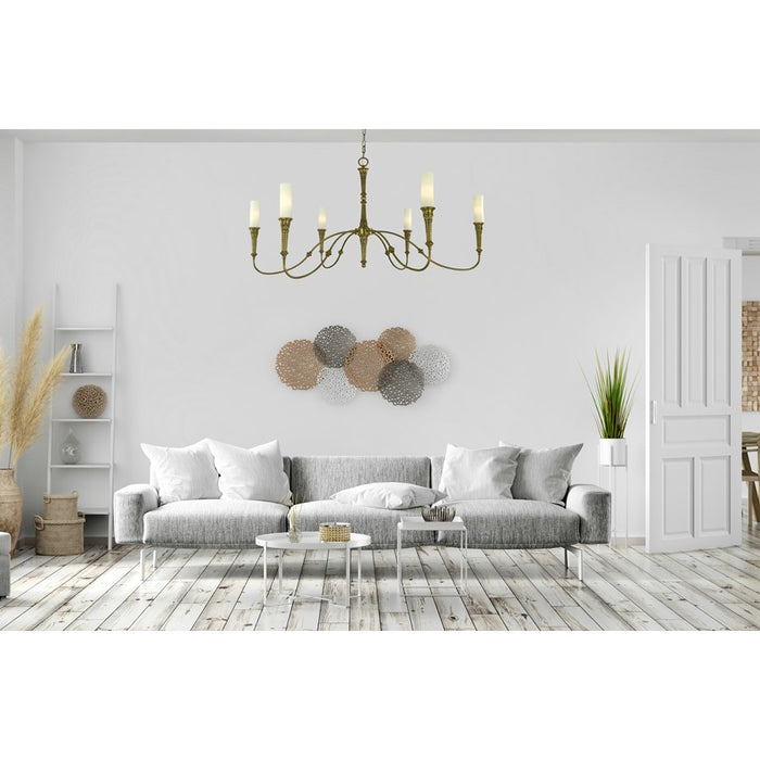 Framburg Old Greenwich 6 Light Dining Chandelier, Antique Brass