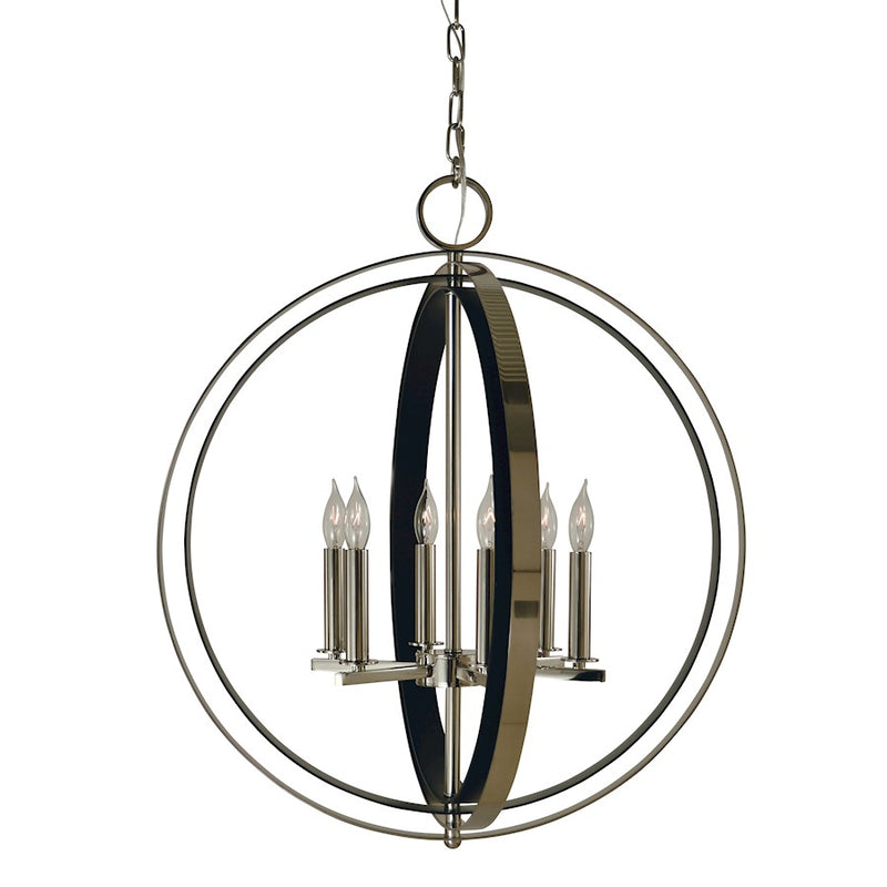 Framburg Constellation 6 Light Dining Chandelier, Brass/Black - F-4655BR-MBLACK