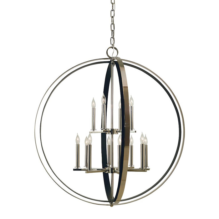 Framburg Constellation 12 Light Foyer Chandelier, Brass/Black - F-4658BR-MBLACK