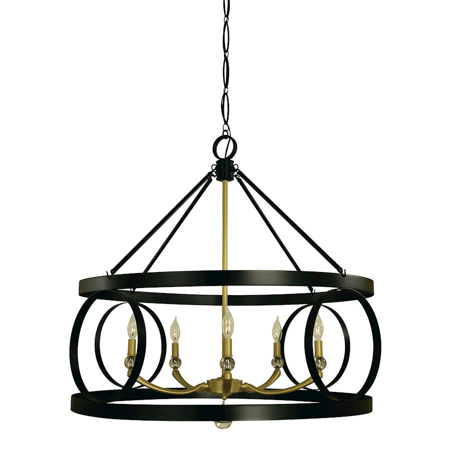 Framburg Amelia 5 Light Dining Chandelier, Black/Brass - F-5705MBLACK-SB