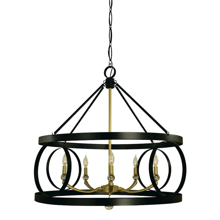 Framburg Amelia 5 Light Dining Chandelier, Black/Pewter - F-5705MBLACK-SP