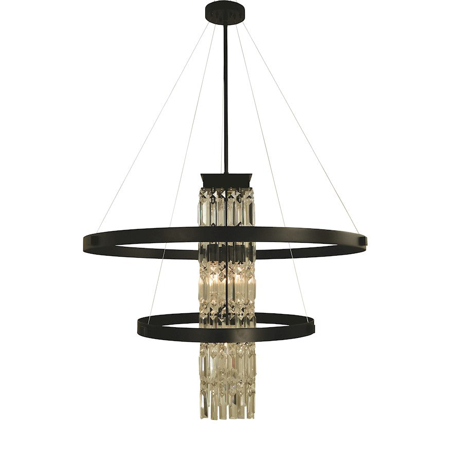 Framburg Iris 5 Light Foyer Chandelier, Brush Brass Black - F-5738BR-MBLACK