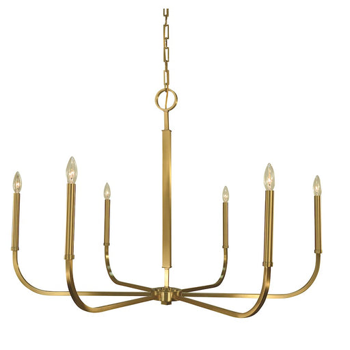Framburg Manhattan 6 Light 46" Dining Chandelier, Brass - F-5874BR
