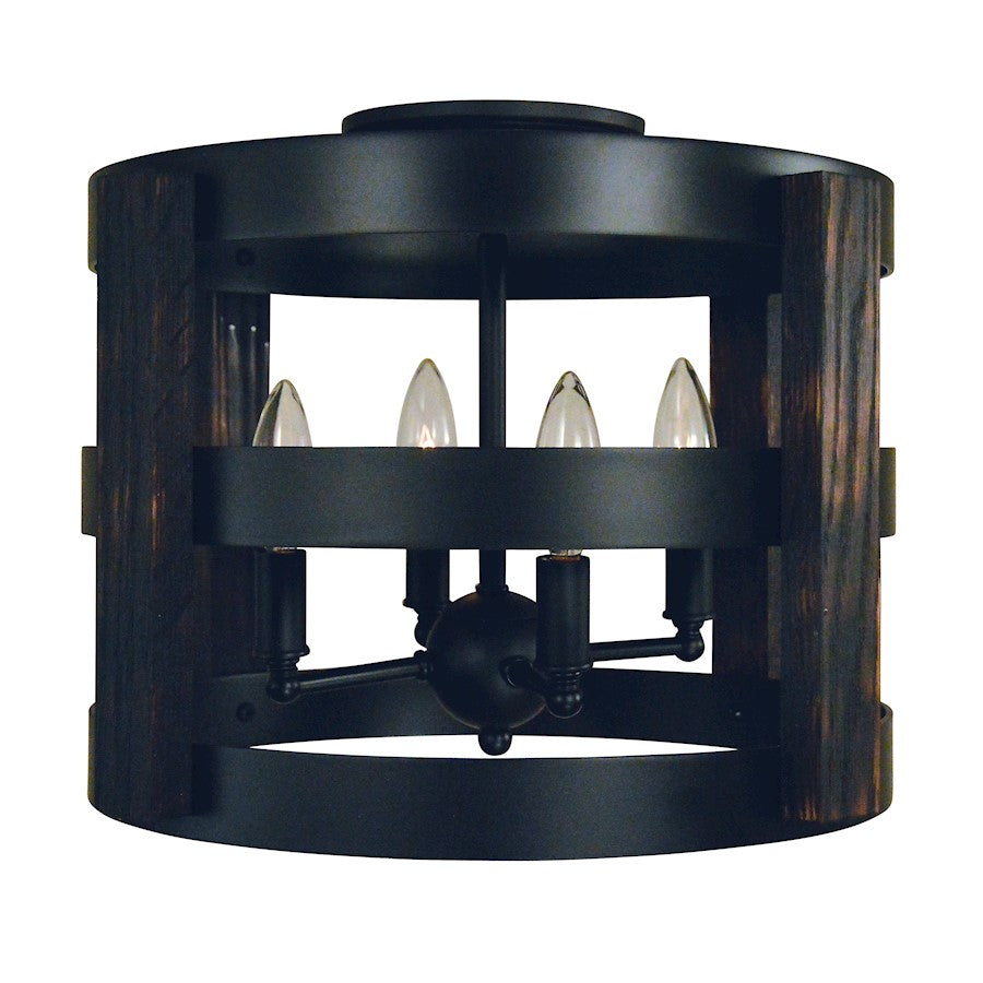Framburg Homestead 4 Light Semi-Flush, Black - F-L1001MBLACK
