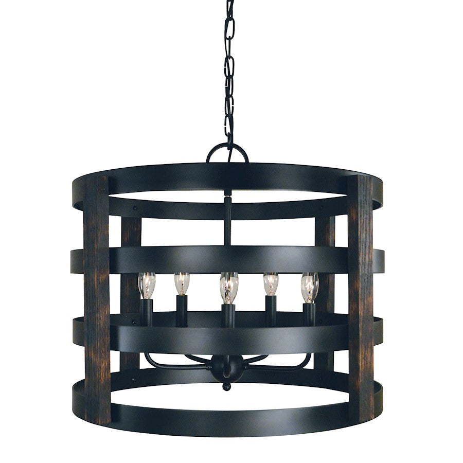 Framburg Homestead 5 Light Chandelier, Black - F-L1005MBLACK