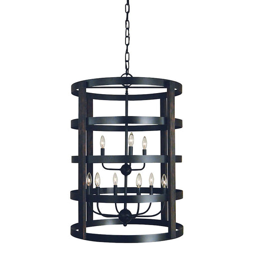 Framburg Homestead 9 Light Foyer Chandelier, Black - F-L1009MBLACK