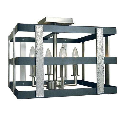 Framburg Montreaux 4 Light Semi-Flush, Nickel/Black Accents - F-L1031BN-MBLACK