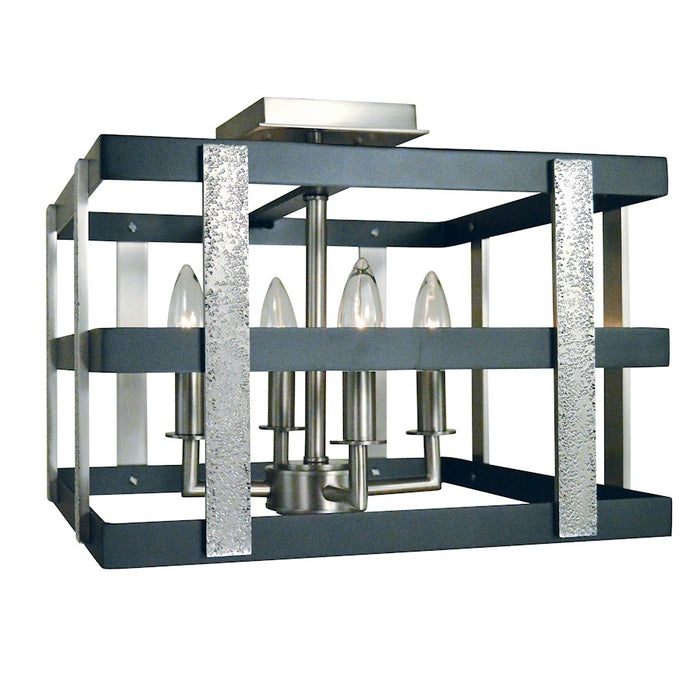 Framburg Montreaux 4 Light Semi-Flush, Nickel/Black Accents - F-L1031BN-MBLACK