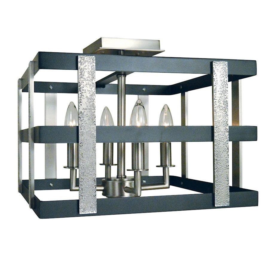 Framburg Montreaux 4 Light Semi-Flush, Nickel/Black Accents - F-L1031BN-MBLACK