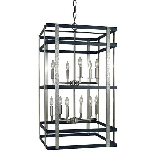 Framburg Montreaux 12 Light Foyer Chandelier, Nickel/Black - F-L1032BN-MBLACK