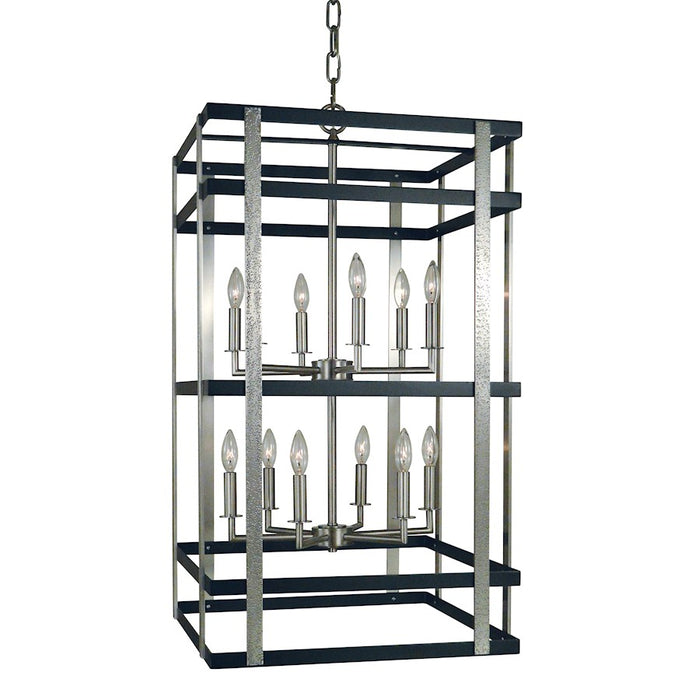 Framburg Montreaux 12 Light Foyer Chandelier, Nickel/Black - F-L1032BN-MBLACK