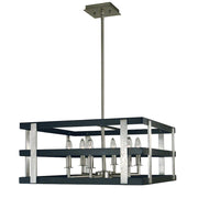 Framburg Montreaux 6 Light Chandelier, Nickel/Black Accents - F-L1036BN-MBLACK